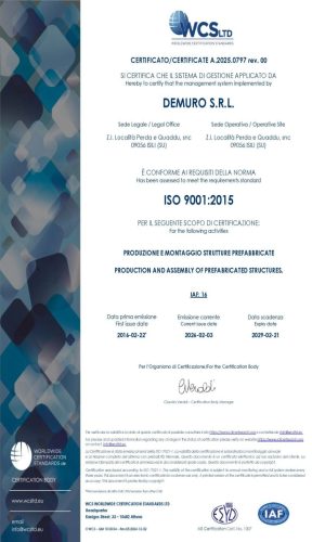 CERTIFICATO WCS DEMURO ISO 9001 REV 00